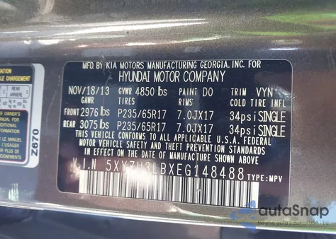 2014 Hyundai Santa Fe Sport 2.4L z USA, uszkodzony, nr VIN 5XYZU3LBXEG148488